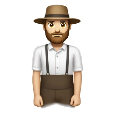 Amish man white with brown straw hat building a building with beard without a mustache holding a saw sticker
