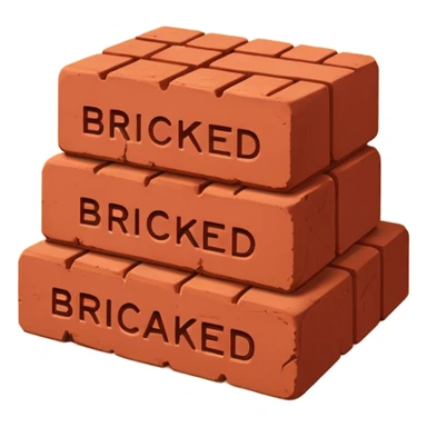Two red bricks stacked on top of each other with the phrase “Bricked Up” them sticker