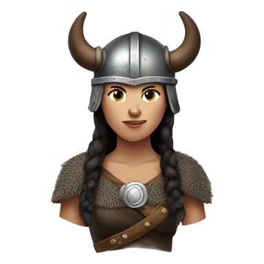 Viking woman with dark hair and viking horns on helmet and looks like Brunhilda sticker