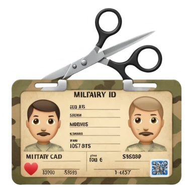 Scissors cutting military ID card front view sticker