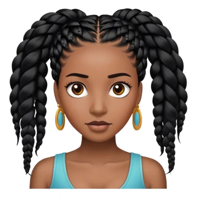 black woman with black braids and lash extensions; skin tone slightly darker sticker