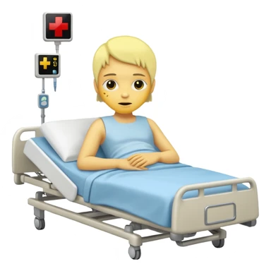 pessoa com a pele de cor amarela deitada em uma maca de hospital sticker