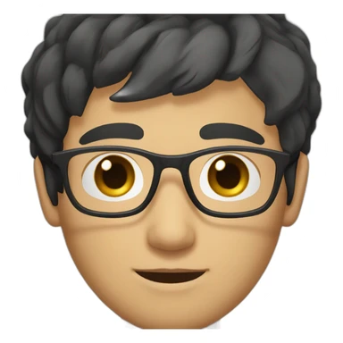vietnamese guy with dark skin and short dark hair and dark eyes and rectangle black glasses sticker