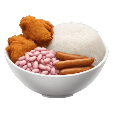 bowl with white rice, pink beans and fried chicken drums sticker