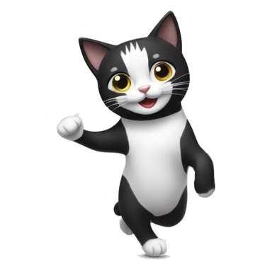 Black and white cat dancing sticker