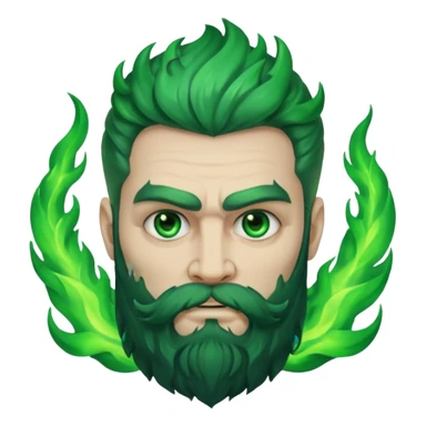 hades greek god with green flames and beard sticker
