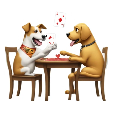 Dog and car playing cards sticker