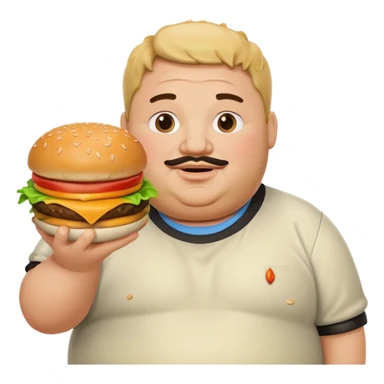 fat guy holding burger sticker