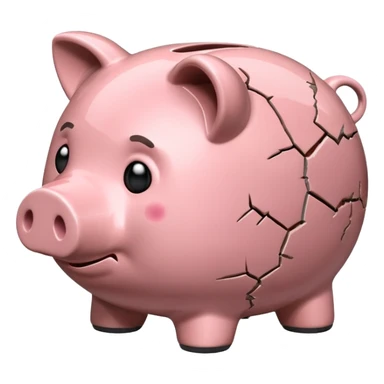 emoji of sad piggy bank, right view sticker