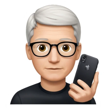 Tim Cook wiyh iphoine into his hands with one iphone the neweswt one sticker