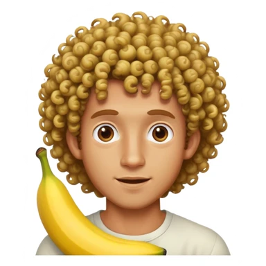 Curly haired guy with a banana sticker