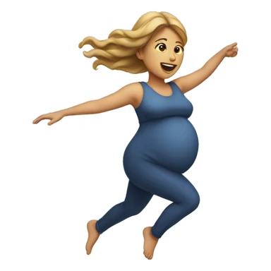 A pregnant woman flying through the air sticker