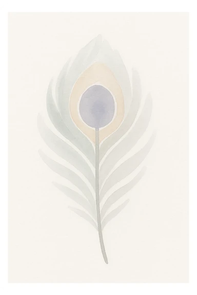 peacock feather, watercolor effect, soft edges sticker