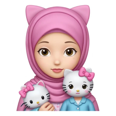 Teen girl wearing hijab and freshness with Hello Kitty doll sticker