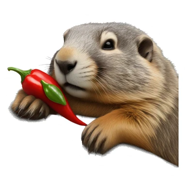 marmot sleeping with a chilli pepper sticker