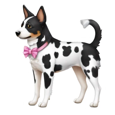 Black and white spotted Australian cattle dog, with bows sticker