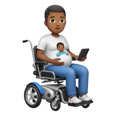 black pregnant man on motorized wheelchair sticker