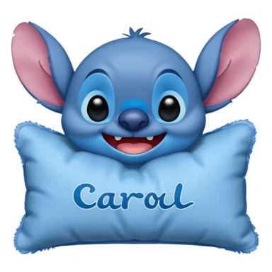 Stitch con un cojín que ponga "Carol" sticker