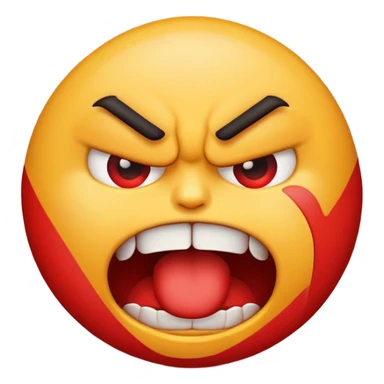 An emoji with an angry face choking itself
 sticker