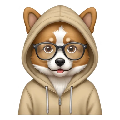 Dog wearing a hoodie and glasses sticker
