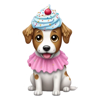 Dog wearing a cupcake costume sticker
