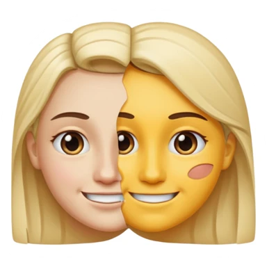 A face split diagonally: one half smiling, the other half with a tear.  sticker