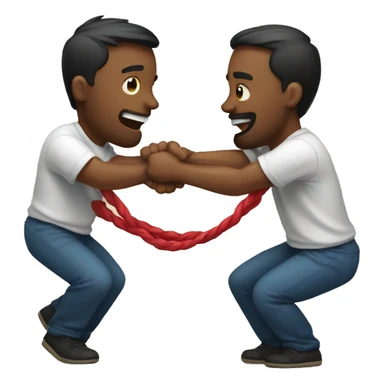 men straining at  tug of war  sticker