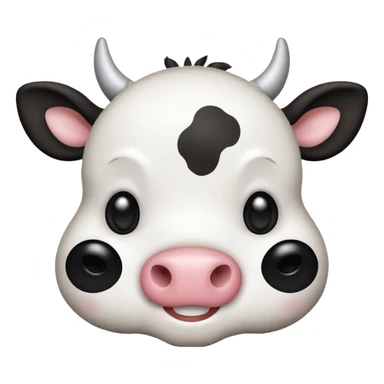 simple kawaii cow face, very simple dot eyes, vey big pupils sticker