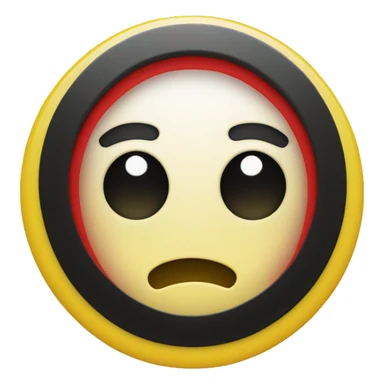 a black and red rectangle with a medium-sized yellow circle in the middle sticker