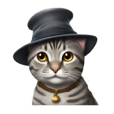 grey tabby cat scotch straight in hat from harry potter sticker