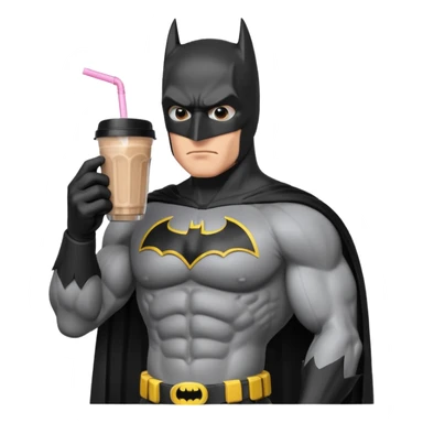 batman eating protein shake looking at his watch sticker
