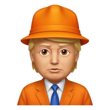 Donald Trump wearing a orange hat sticker