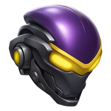 a shiny black-purple-yellow Genesect-Raptor-Fakémon—hybrid with a futuristic visor-helmet full bod sticker