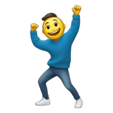 blue sweater with smiling guy full body enjoy slasa dance  sticker