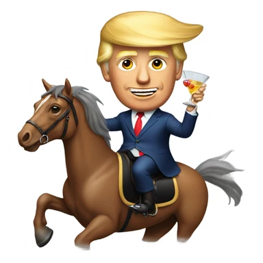 Donald Trump riding a horse drinking a martini  sticker