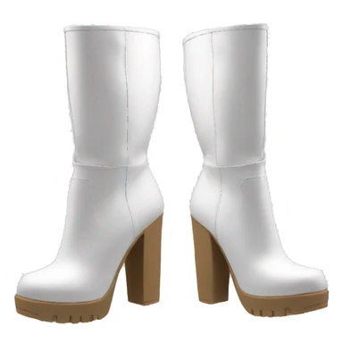 white knee high chunky heel boots sticker