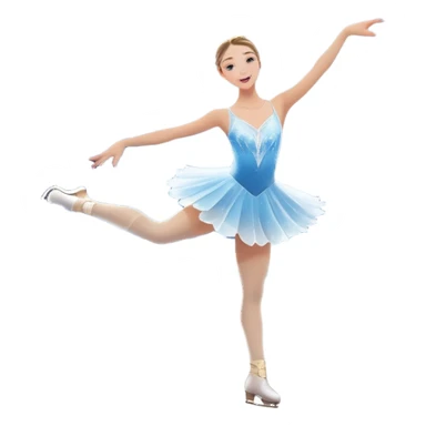 An icon showing The rink is illuminated by soft light beams, with cheering spectators in the stands. Snowflakes gently fall, adding to the magical atmosphere. a graceful figure skater performing a spin on the ice in a grand ice palace. Transparent background highlights elegance and artistry. sticker
