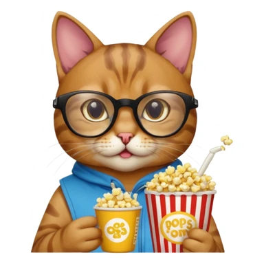cat with with rapper popcorn with opticals sticker