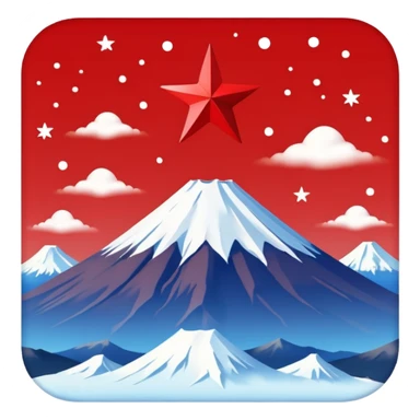 Mount Fuji with red color and a star on top sticker
