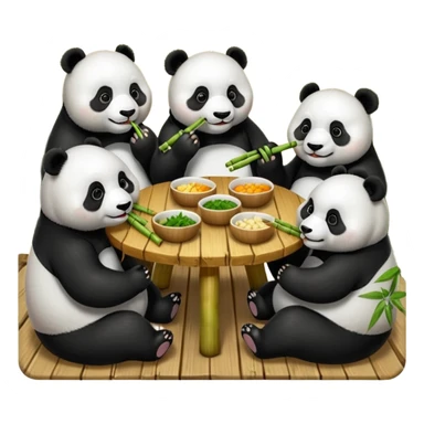 famille panda à table sticker