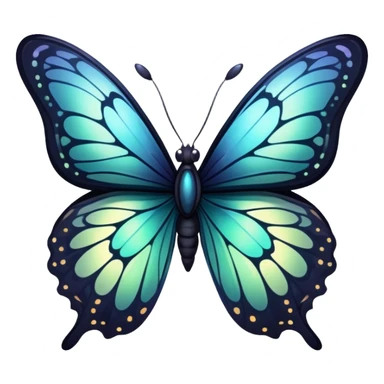 Dark, glowing, bio-luminescent butterfly, with detailed patterns sticker