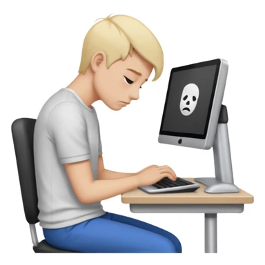 person with bad back or neck posture emoji (like sitting all tilted towards computer) sticker