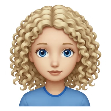 Curly blond blue eyes. Long hair cool beige blond. Longer hair beige ash blonde. sticker