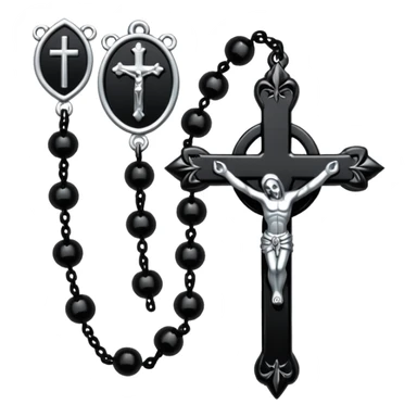 Gothic rosary with spikes instead of beads, dark iOS emoji style sticker