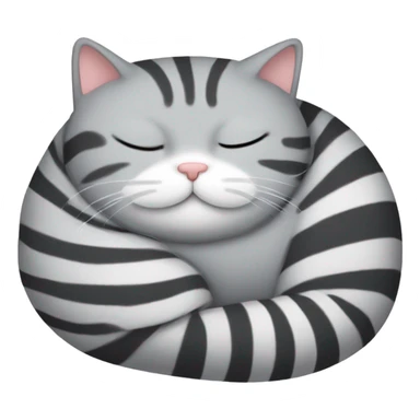 Striped gray fat cat sleeping sticker