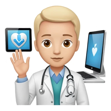 doctor on a video call consultation with stethoscope and computer screen sticker