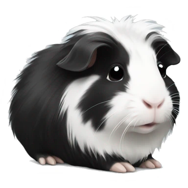 Long haired black and white guinea pig baby sticker