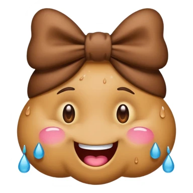 Emoji I phone Type, happy poo with tears a bow on the head sticker