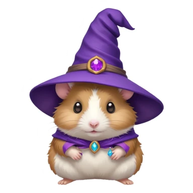 cute hamster wearing a small purple witch hat sticker