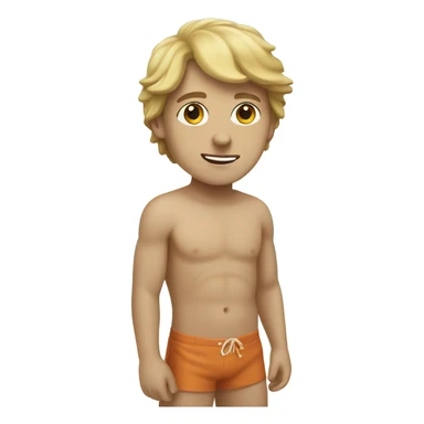 A boy at the beach who is white sticker